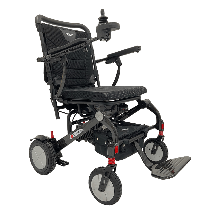 Pride iGo Lite Carbon lightweight folding electric wheelchair - SRC Mobility UK